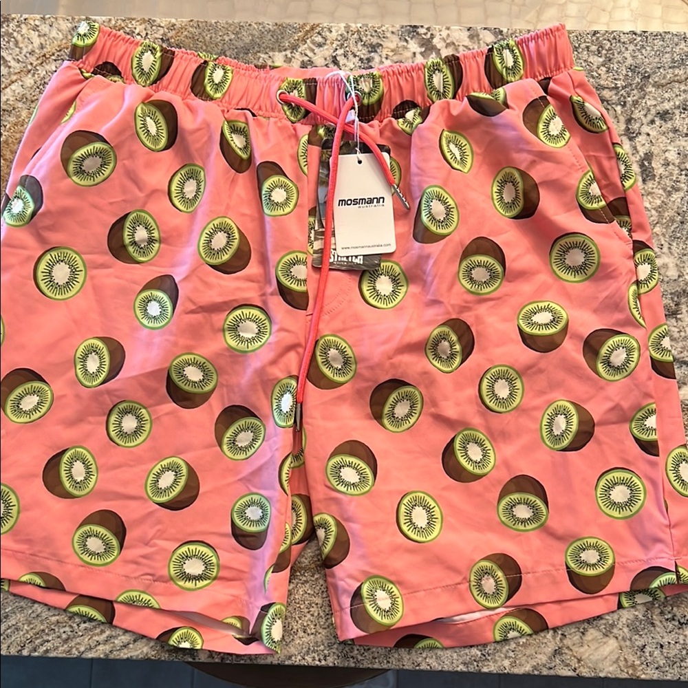 MOSMANN Men's Pink Kiwi Swim Shorts